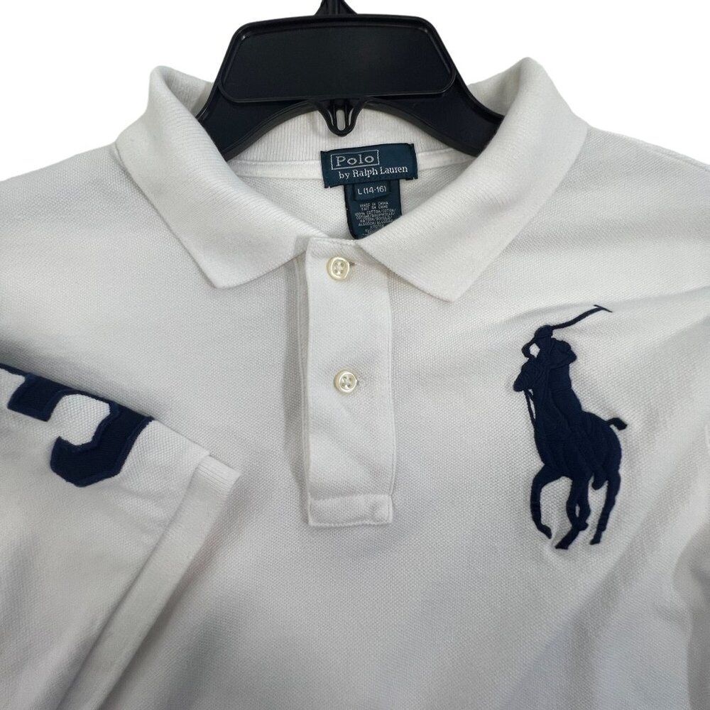 Polo By Ralph Lauren Boys 14-16 Big PONY White Short Sleeve Polo‎ Shirt Youth L